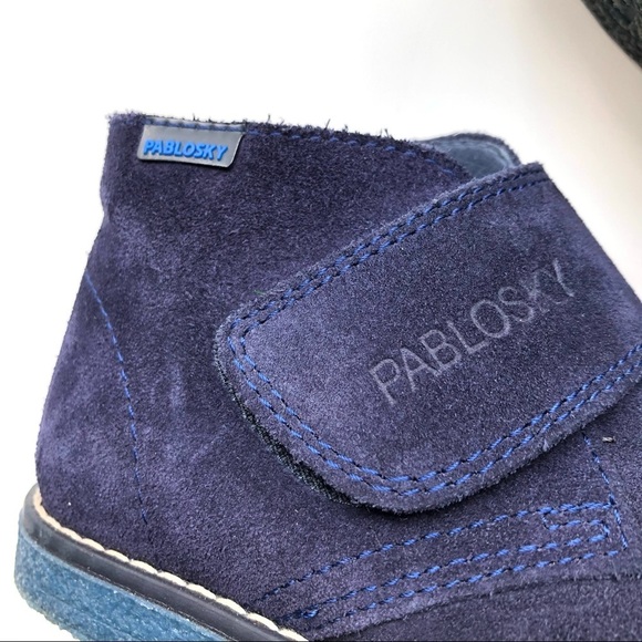 Pablosky Suede Booties Navy Blue Slip On Dress Shoes - Picture 4 of 7